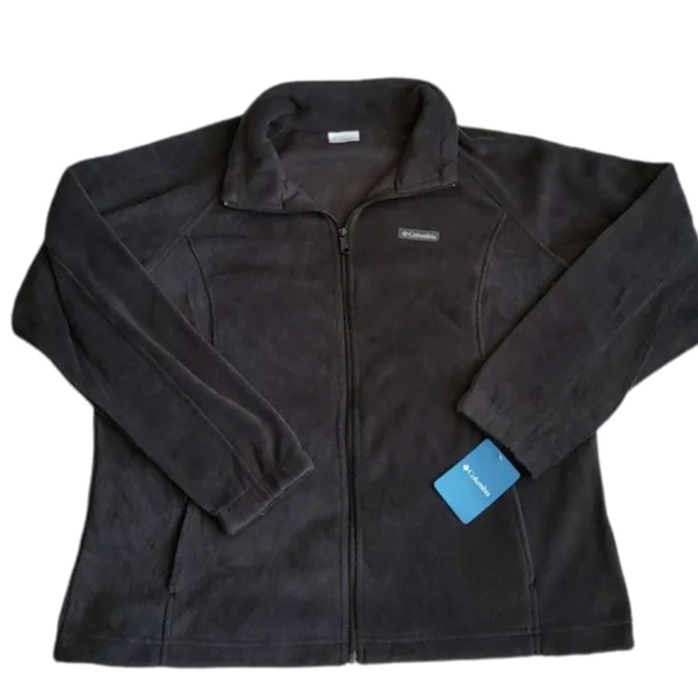 Black fleece Columbia Jacket Womens large zip up. New with tags.